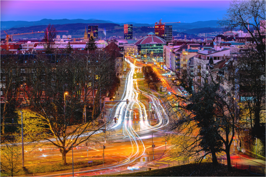 Main image Basel Margarethenstich in der Dämmerung